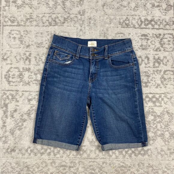 Levis 515 Denim Shorts Women's Cuffed Jean Stretch Bermuda Casual Size 4 - Picture 1 of 5